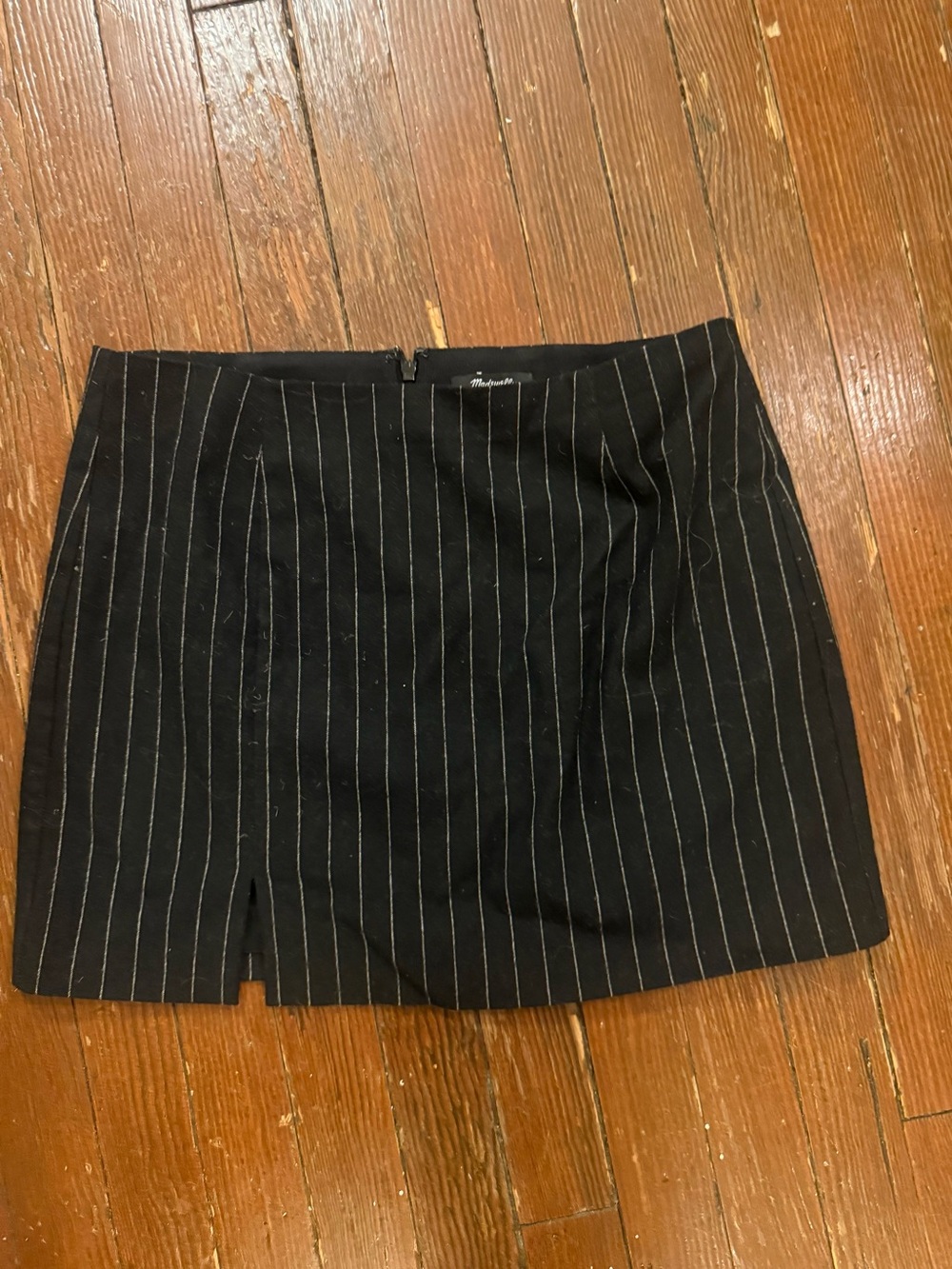 Madewell Black Pinstripe Wool Mini Skirt - Classic Women's Skirt